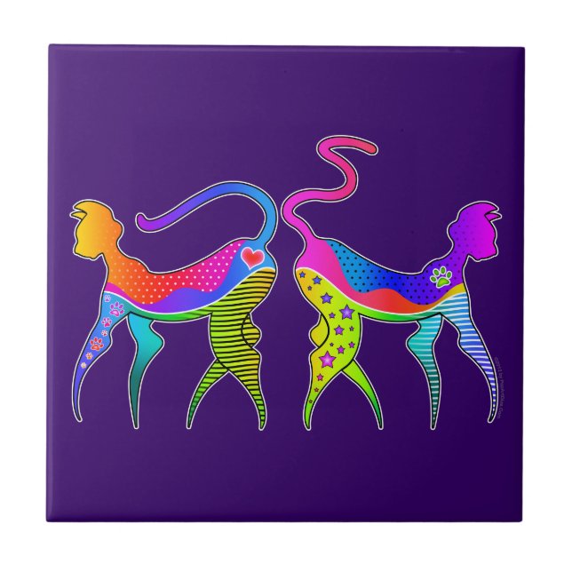 KERAMISK KATTUNGEKATZ BELÄGGER MED TEGEL, KAKELPLATTA (Framsidan)