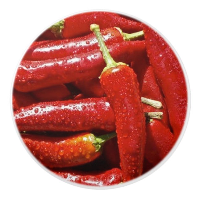 KERAMISK KNAPP MED VARMA CHILIFRUKTER KNOPP (Framsidan)