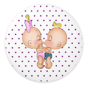 Keramisk knob/Kissing Boy and Girl Knopp