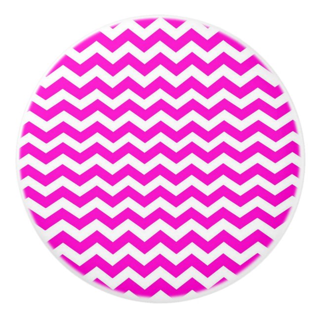 Keramisk knob/Shock rosa Chevron Knopp (Framsidan)