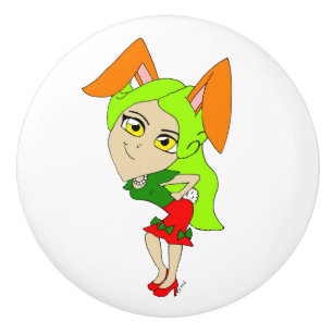 keramisk knopp av chibi bunnygirl