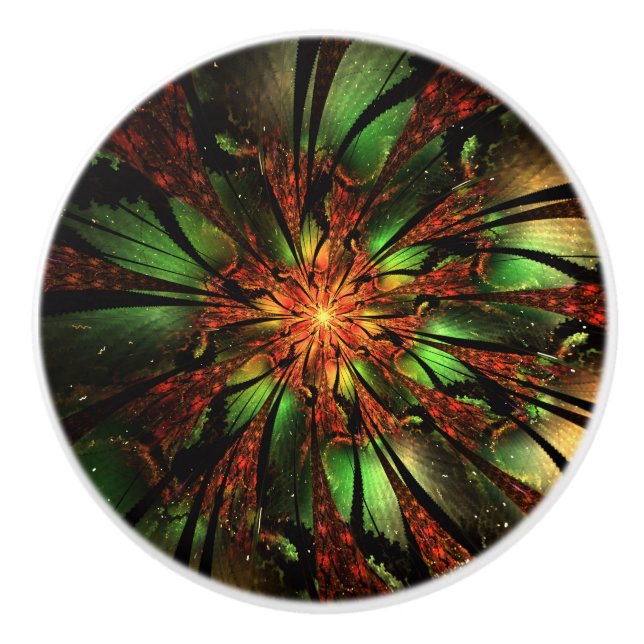 keramisk knopp av fansy fractal-blomma (Framsidan)