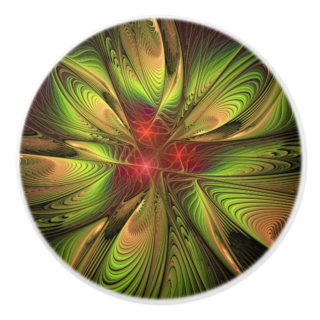 keramisk knopp av fansy fractal-blomma (Framsidan)