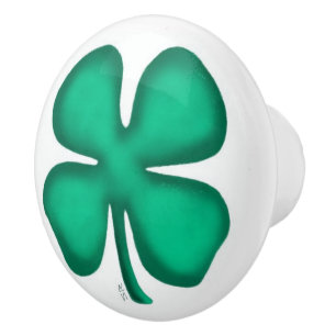 Keramisk knopp av lucky 4 Löv Irish Klöver