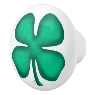 Keramisk knopp av lucky 4 Löv Irish Klöver