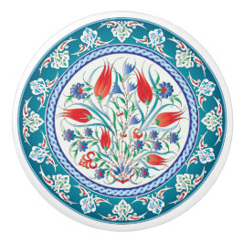 Keramisk knopp av orientalisk Blommigt