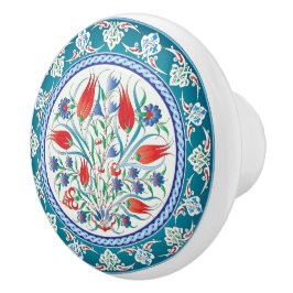 Keramisk knopp av orientalisk Blommigt