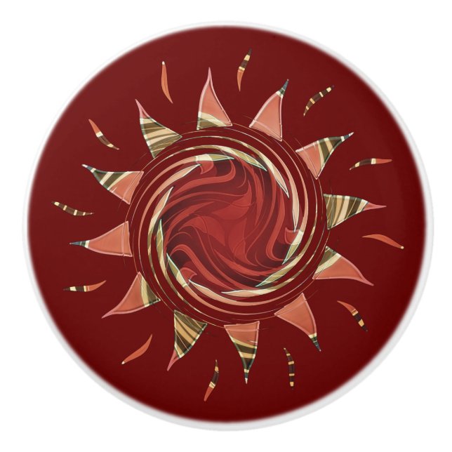 Keramisk knopp av tranberry Sol (Framsidan)