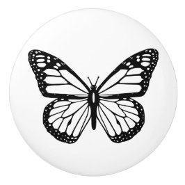Keramisk knopp - Black & White Butterfly