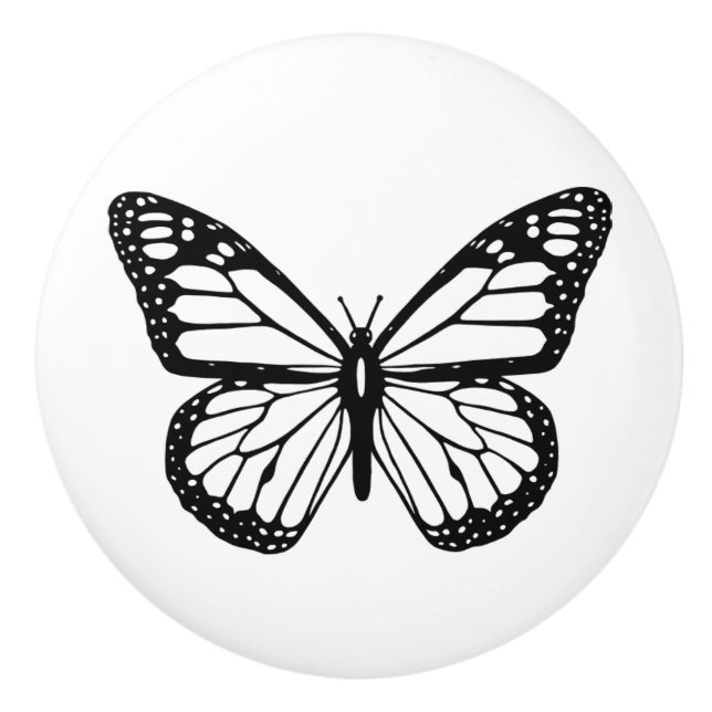 Keramisk knopp - Black & White Butterfly (Framsidan)