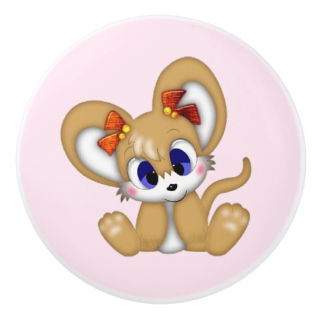 Keramisk knopp/cute-mus knopp (Framsidan)