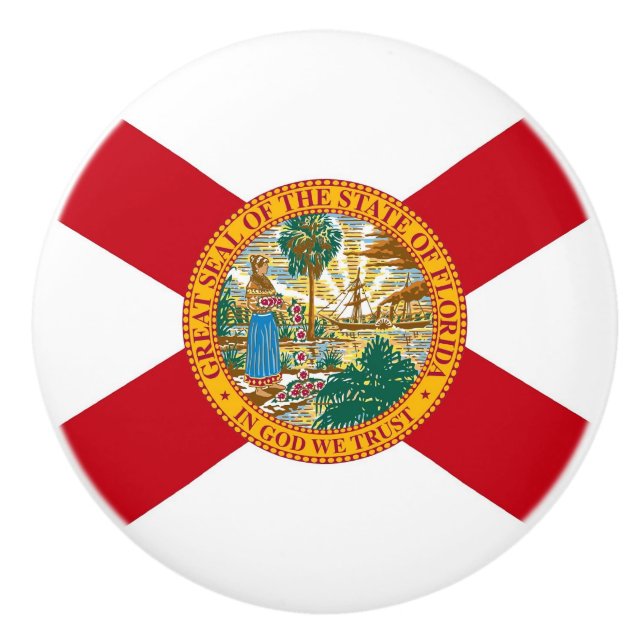 Keramisk knopp dra med flagga av Florida, USA (Framsidan)