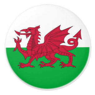 Keramisk knopp dra med flagga av Wales, Förenade k