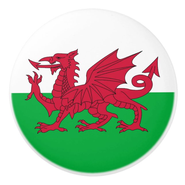 Keramisk knopp dra med flagga av Wales, Förenade k (Framsidan)