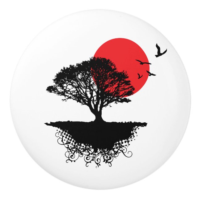 Keramisk knopp för asiatisk soluppgång (Framsidan)