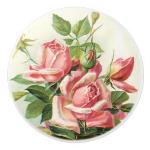 Keramisk knopp för härlig rosa vintagero