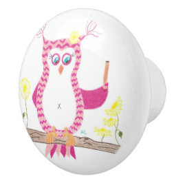 Keramisk knopp för rosa sparreugglalärare