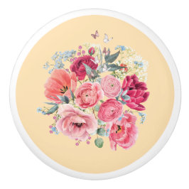 Keramisk knopp i sovrumsfack - Blommigt