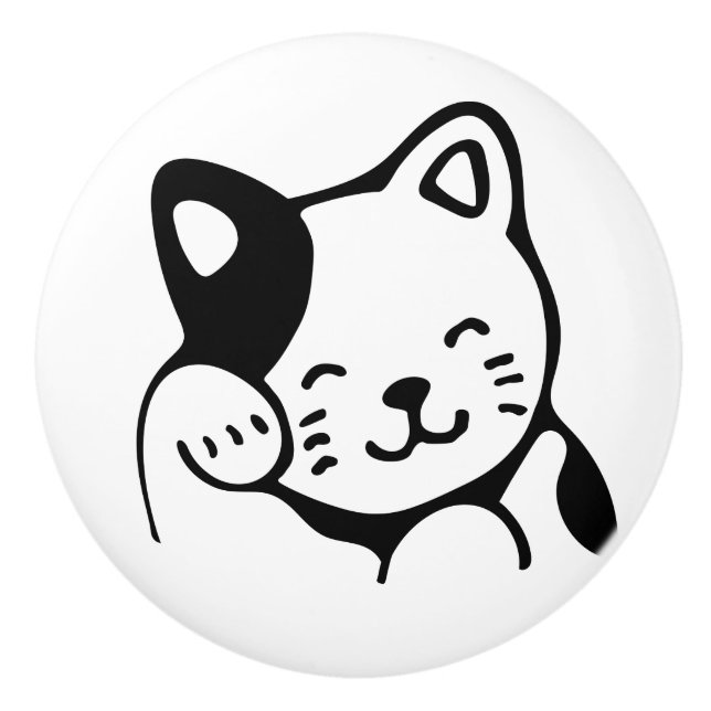 Keramisk knopp. Katt. Knopp (Framsidan)