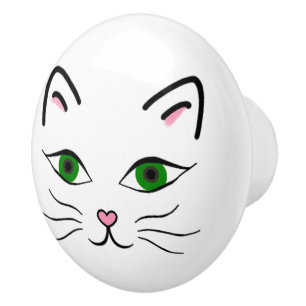 Keramisk knopp - kattungeansikte