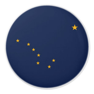 Keramisk knopp med flagga av Alaska, USA