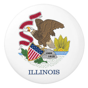 Keramisk knopp med flagga av Illinois State, USA