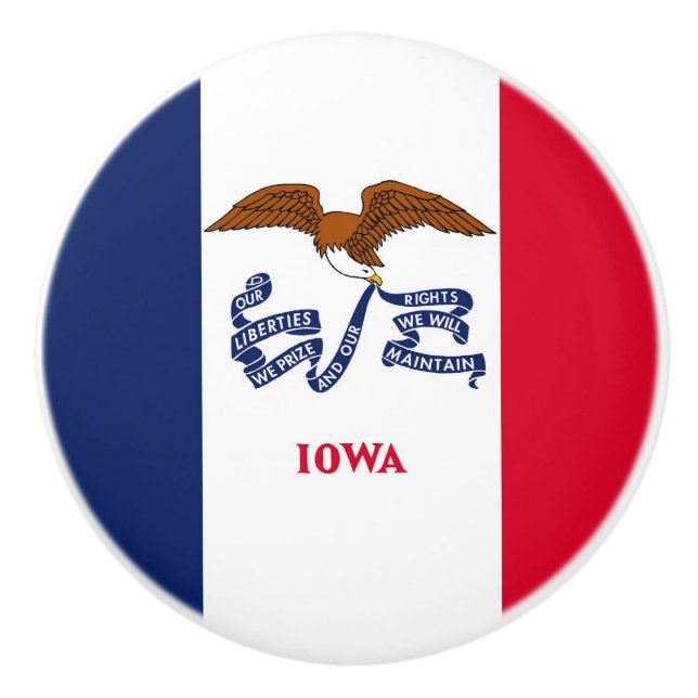 Keramisk knopp med flagga av Iowa State, USA (Framsidan)