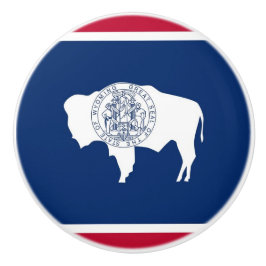 Keramisk knopp med flagga av Wyoming State