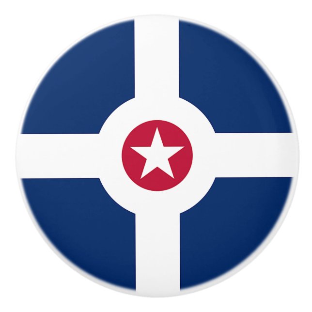 Keramisk knopp med flagga Indianapolis, USA (Framsidan)