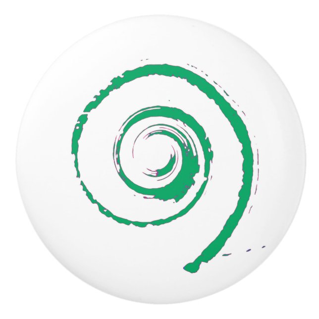 Keramisk knopp med Grönt Twirl (Framsidan)