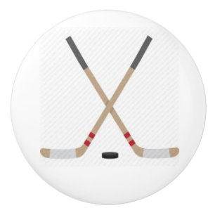 Keramisk knopp med Hockey Sticks och Puck