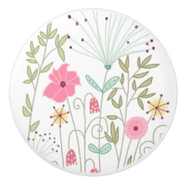 Keramisk Knopp med Nyckfulla Vildblommor