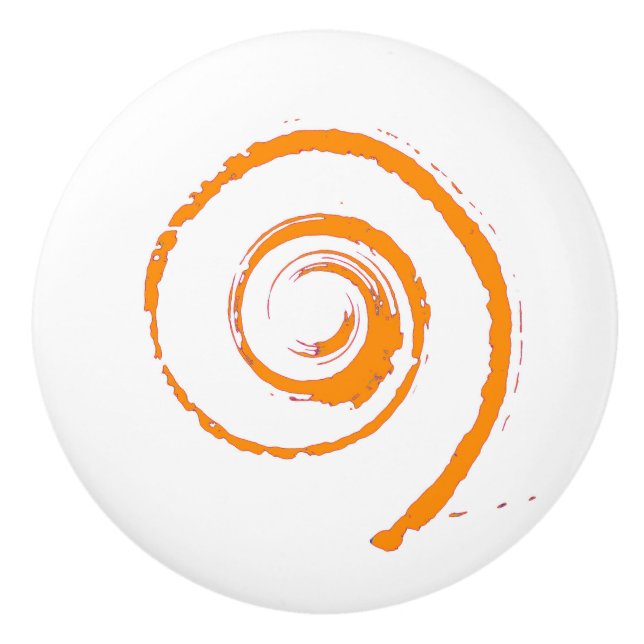 Keramisk knopp med Orange Twirl (Framsidan)