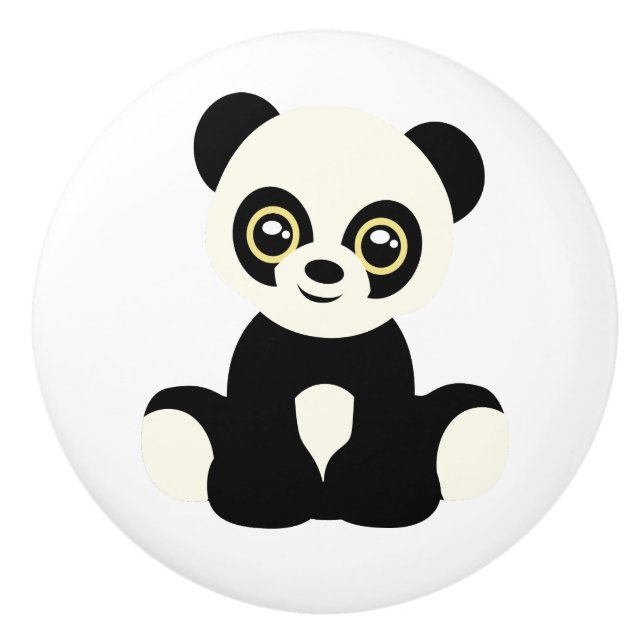 Keramisk knopp.Panda Knopp (Framsidan)