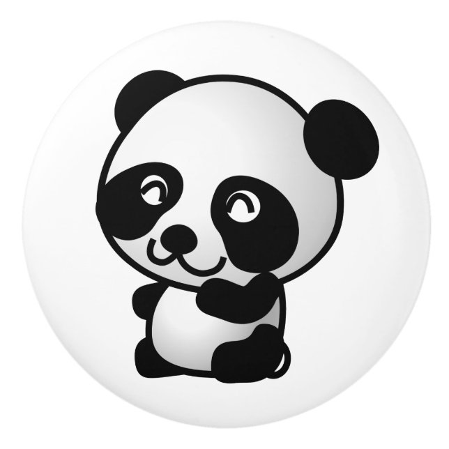 Keramisk knopp. Panda. Knopp (Framsidan)
