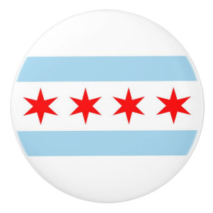 Keramisk knopp pull with flagga of Chicago City, U