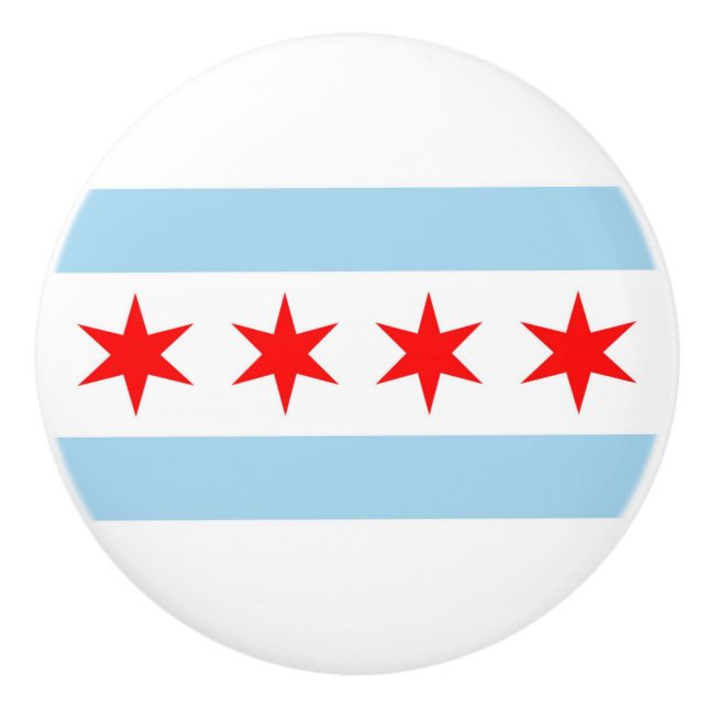 Keramisk knopp pull with flagga of Chicago City, U (Framsidan)