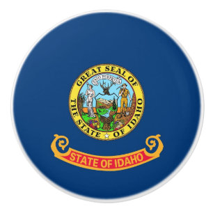 Keramisk knopp pull with flagga of Idaho State, US