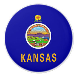 Keramisk knopp pull with flagga of Kansas State, U