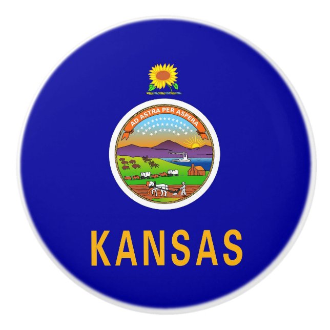 Keramisk knopp pull with flagga of Kansas State, U (Framsidan)