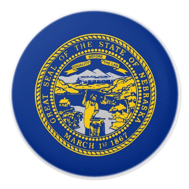 Keramisk knopp pull with flagga of Nebraska, USA (Framsidan)