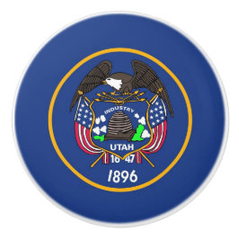 Keramisk knopp pull with flagga of Utah State, USA