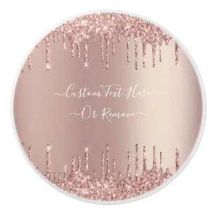 Keramisk knopp ro Glitter med Anpassningsbar Text