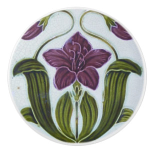 Keramisk knopp - Vintage Tittar Art nouveau Design