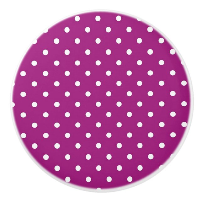 Keramisk knopp/vit Polka dots-Lila-bakgrund Knopp (Framsidan)