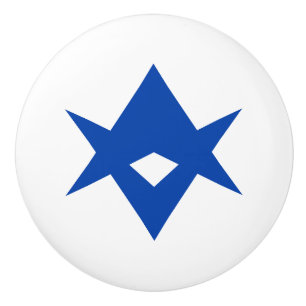 Keramisk knoppdrag med flagga från Toyota City, Ja Knopp