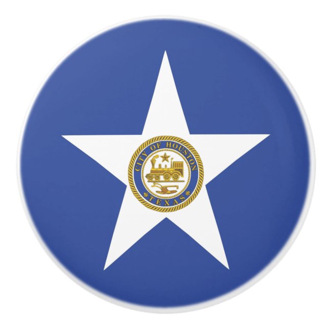 Keramisk knoppdrag med Houston, USA:s flagga Knopp (Framsidan)
