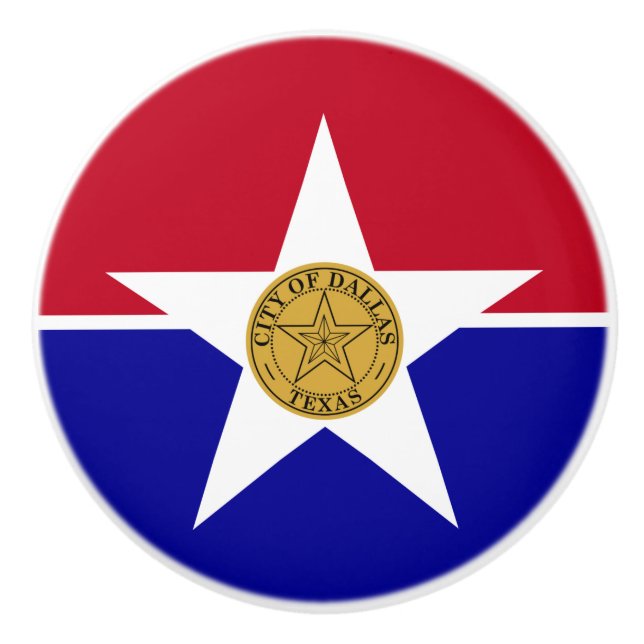 Keramisk knoppdragning med Dallas flagga, USA Knopp (Framsidan)