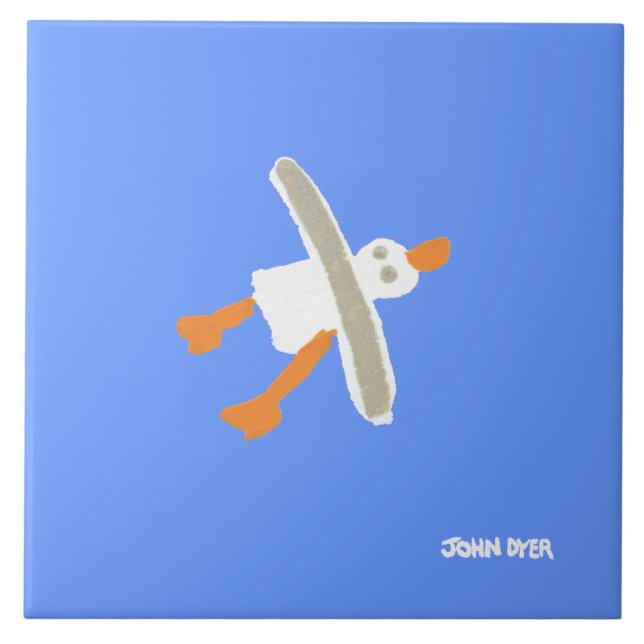 Keramisk konst belägger med tegel: Fiskmås för Kakelplatta (Framsidan)