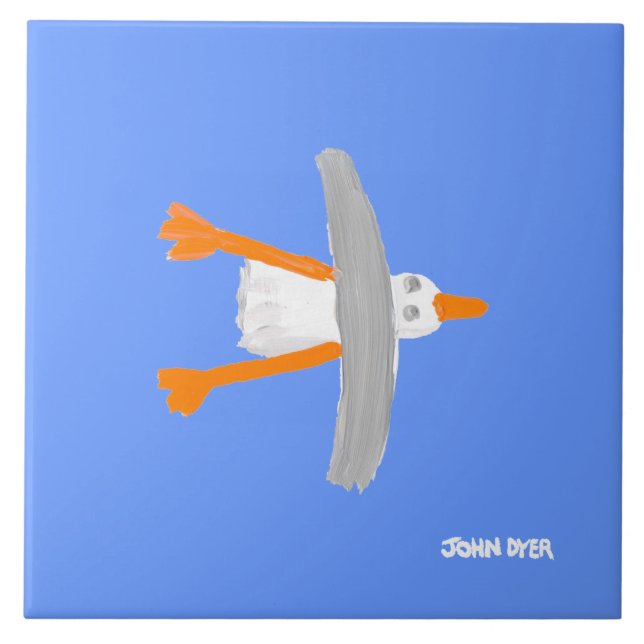 Keramisk konst belägger med tegel: Fiskmås för Kakelplatta (Framsidan)